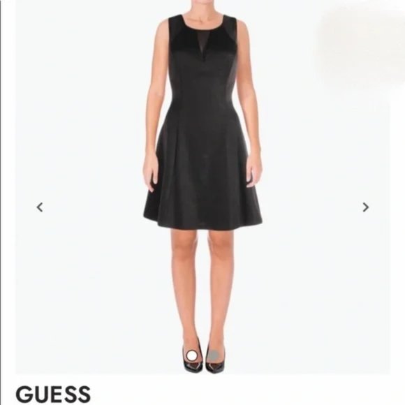 Guess Dresses & Skirts - Guess Laser-Cut Illusion Sleeveless Dress, Black, Size 2, Audrey Hepburn